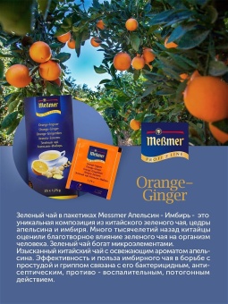 Чай в пакетиках зелёный Апельсин-Имбирь Messmer Profi Line упак 25шт х 1,75гр 4