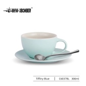 Кофейная пара для капучино MHW-3BOMBER серия Mars, голубая, чашка и блюдце, 300 мл, C6037BL
